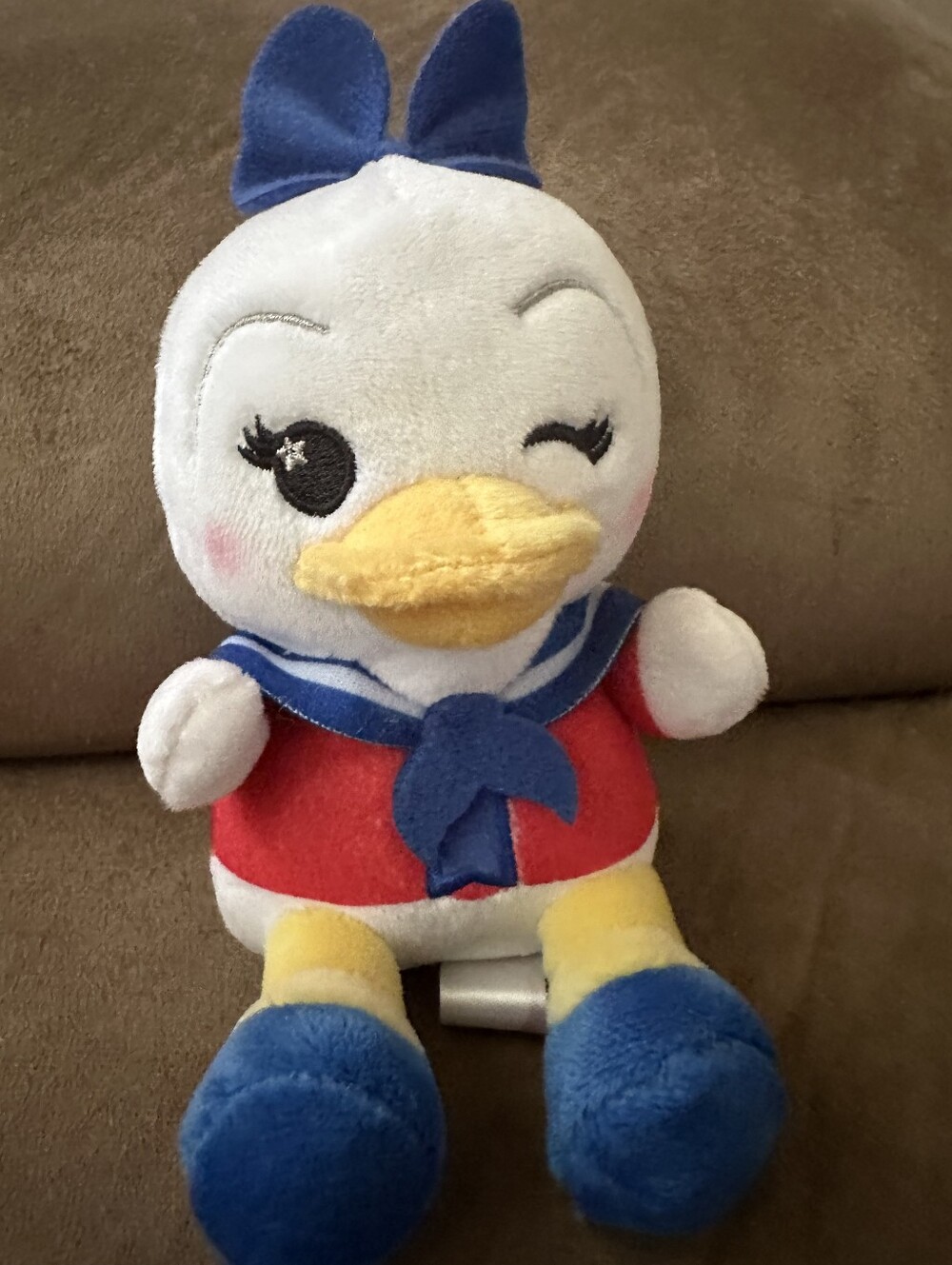 Plush White and Blue Sailor Duck Bird Toy - Soft Stuffed Pet Toy